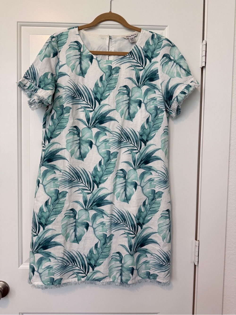 Tommy Bahama Island Breeze Ruffle Short Sleeve Lined Dress Pockets Medium